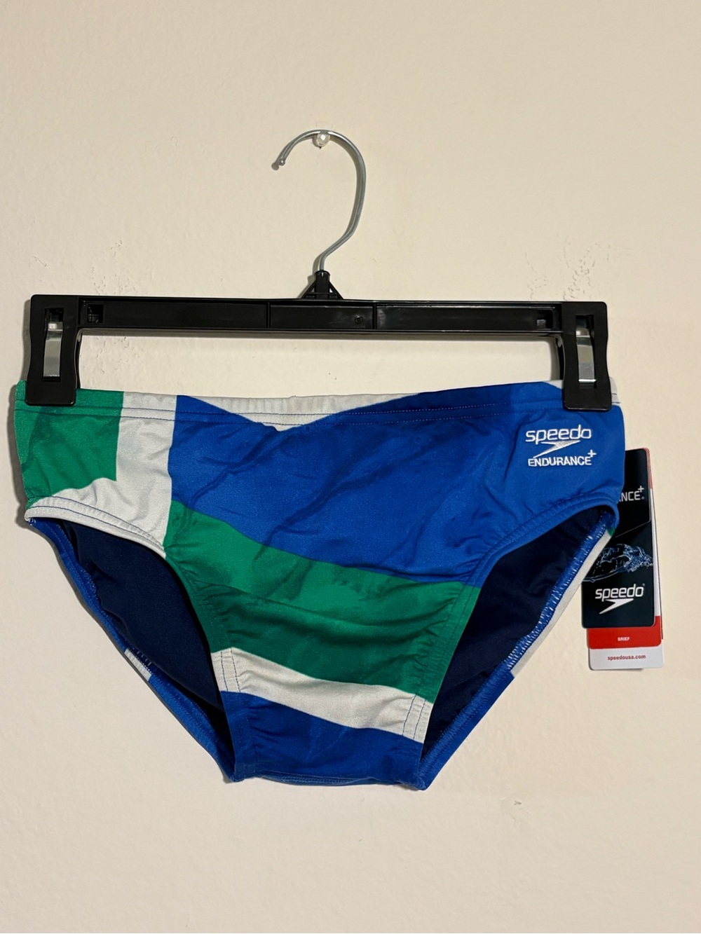 Speedo Glimmer Endurance+ Men’s Swim Brief Blue Green Size 30 NWT